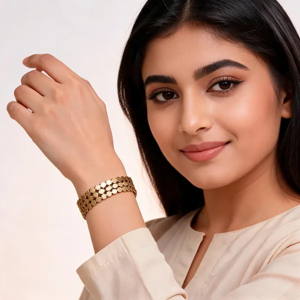 Gold_Tone_Textured_Bracelet_For_Women