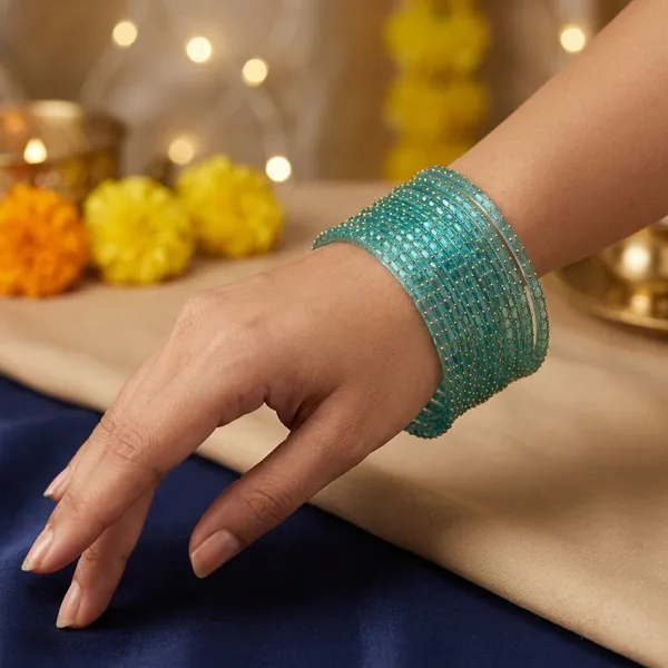 Teal_Beaded_Bangle_Set_For_Women_(_Pack_Of_2_)