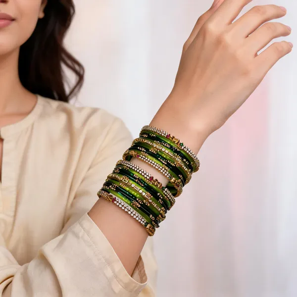 Green_Embellished_Bangle_Set_For_Women