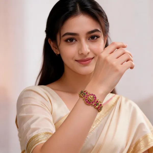 Gold_Tone_Multicolour_Stone_Bracelet_For_Women