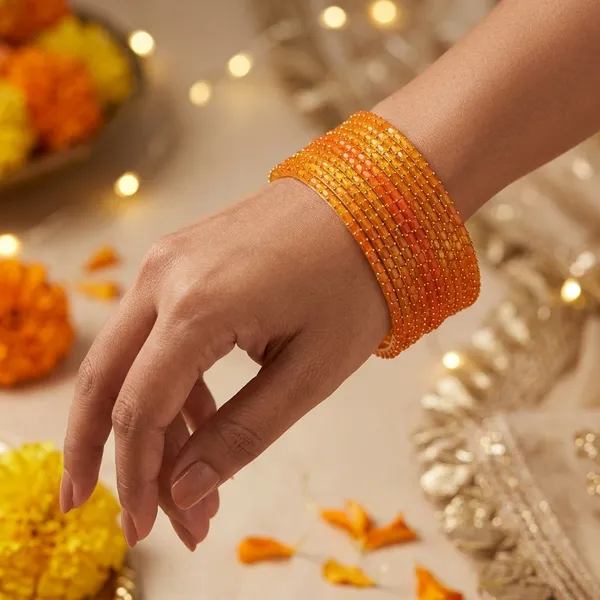 Orange_Chrystal_Beaded_Glass_Bangle_(_1_Dozen)