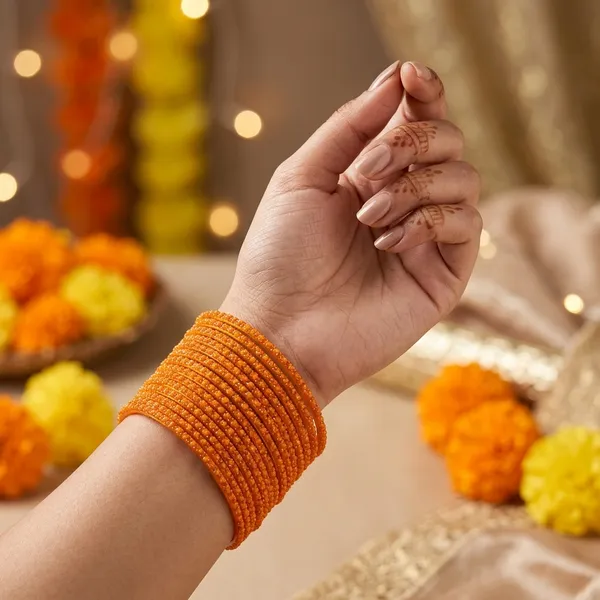 Orange_Beaded_Multi-Row_Bangle_Set_For_Women_(_Pack_Of_2_)