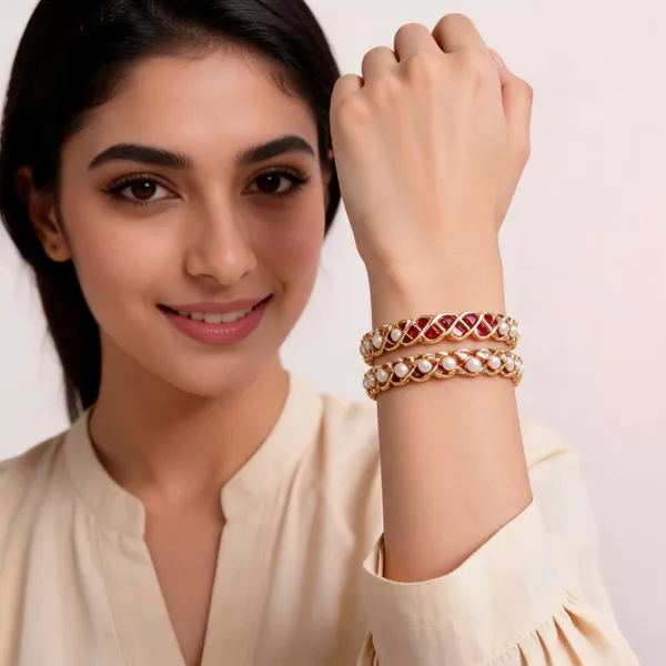 Gold_Tone_Pearl_And_Red_Stone_Bangles_For_Women_(_Pack_Of_2_)