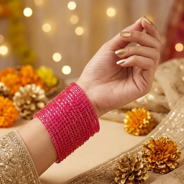Pink_chrystal_Bangles_For_Women_(_1_Dozen_)