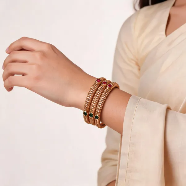 Gold_Tone_Red_And_Green_Antique_Bangle_Set_For_Women_(_Pack_Of_4_)