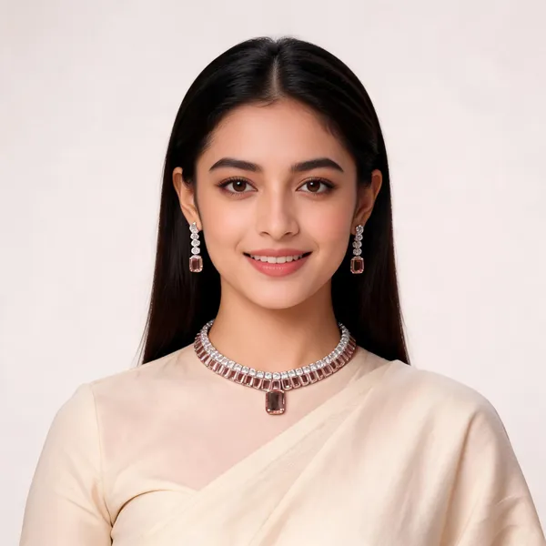 Stylish_Modern_Designer_Big_&_Medium_Radiant_Cuts_Pendent_Designed_Crystal_Wine_Brown_&_Dazzling_White_Korean_Glass_Studded_Necklace_Jewellery_Set
