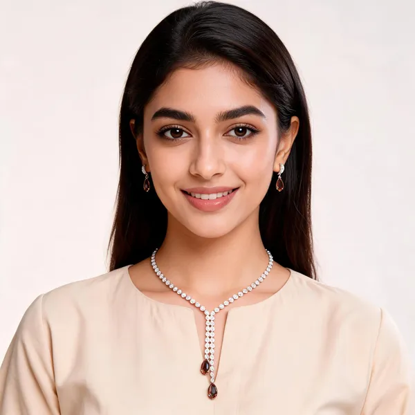 Stylish_Modern_Designer_Marquise_Cut_Highlighted_Single_Layer_Designed_Crystal_Dazzling_White_&_Wine_Brown_Korean_Glass_Studded_Necklace_Jewellery_Set
