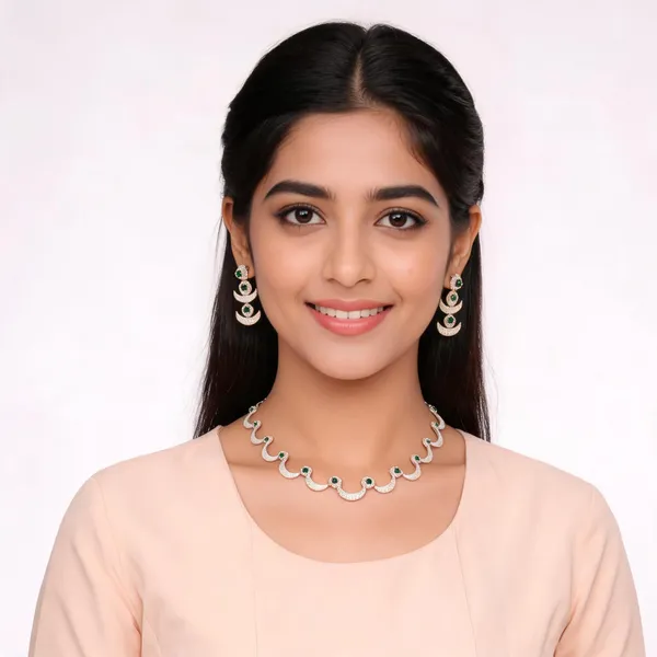 Stylish_Modern_Pure_White_Micro_Ad_&_Emerald_Green_Medium_Ad_Studded_Crescent_Moon_Designed_Necklace_Set