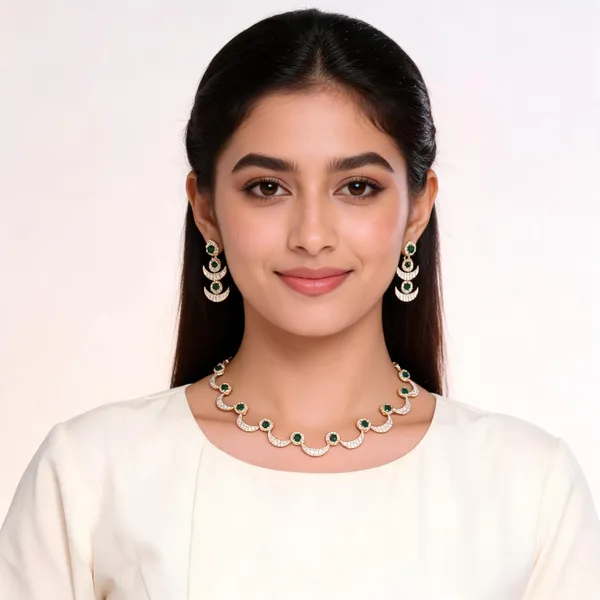 Stylish_Modern_Pure_White_Micro_Ad_&_Emerald_Green_Medium_Ad_Studded_Crescent_Moon_Designed_Necklace_Set