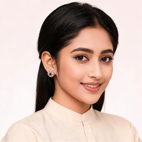 Stylish_Modern_Designer_White_Ad_Studded_Flower_Designed_Ear_Studs_With_A_Added_Vibe_Of_Red_Stone