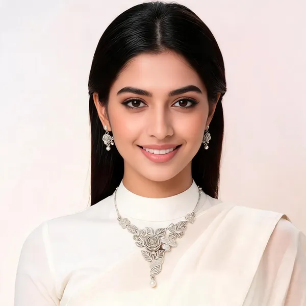 Premium_Royal_Modern_All_Pure_White_Micro_American_Diamond_Studded_Hasli_3D_Rose_Vine_Love_Designed_Necklace_Set_With_Moti_Drop