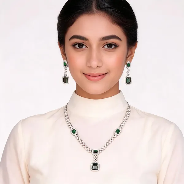 Premium_Royal_Modern_Square_&_Star_Designed_With_A_Colour_Vibe_Of_Big_Green_&_Small_White_American_Diamond_Studded_Necklace_Set