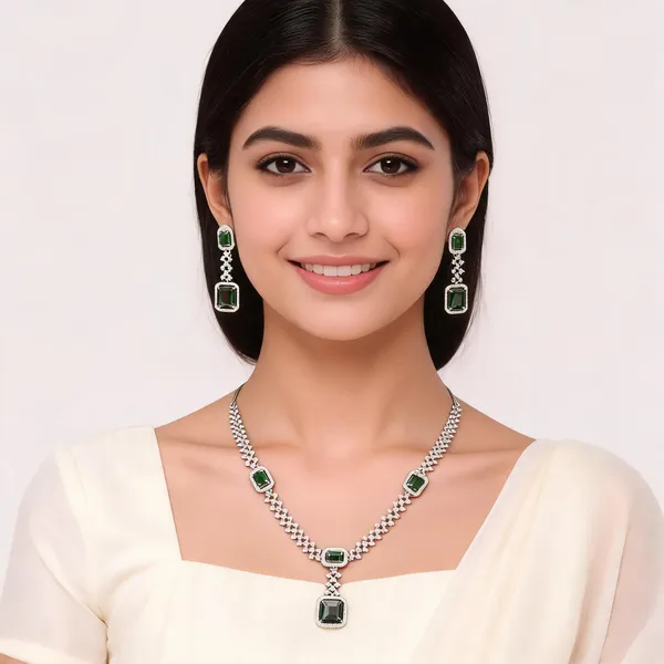 Premium_Royal_Modern_Square_&_Star_Designed_With_A_Colour_Vibe_Of_Big_Green_&_Small_White_American_Diamond_Studded_Necklace_Set
