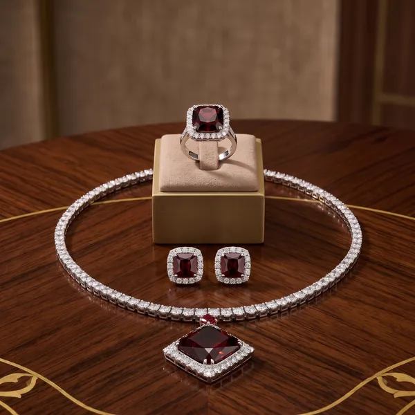 Stylish_Modern_Titanic_Inspired_Designer_Square_Shaped_White_&_Crystal_Brown_Korean_Glass_Studded_Necklace_Jewellery_Set_With_Finger_Ring