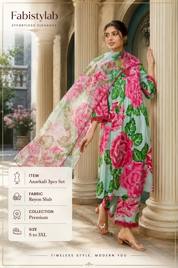 Rayon_Slub_Floral_Anarkali_3-Piece_Set