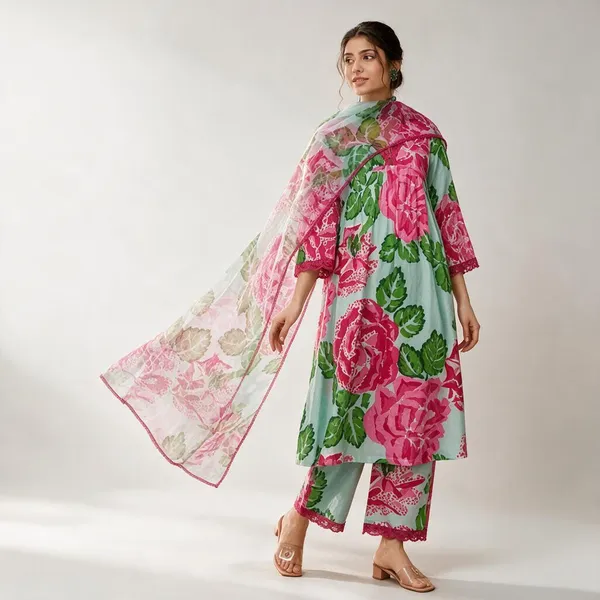 Rayon_Slub_Floral_Anarkali_3-Piece_Set