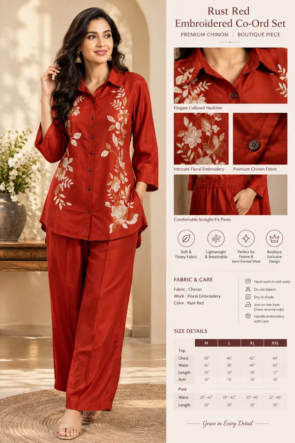Premium_Chinon_Rust_Red_Embroidered_Co-ord_Set