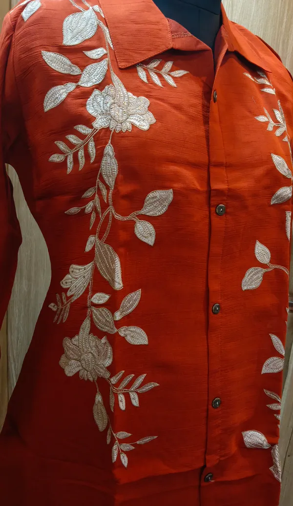 Premium_Chinon_Rust_Red_Embroidered_Co-ord_Set