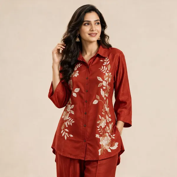 Premium_Chinon_Rust_Red_Embroidered_Co-ord_Set
