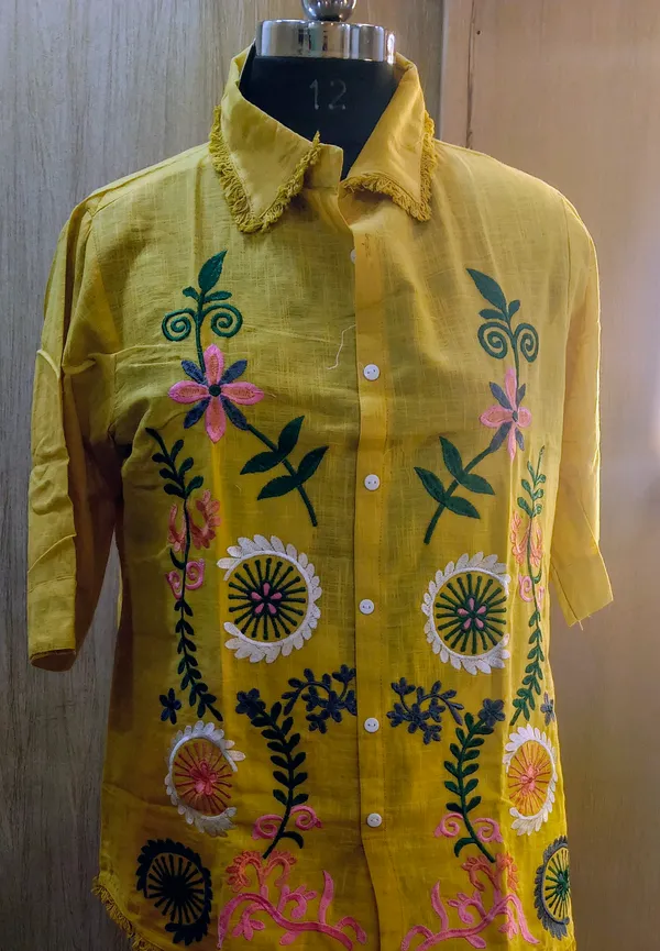 Nylon_Cotton_Yellow_Embroidered_Shirt_Pant_Co-ord