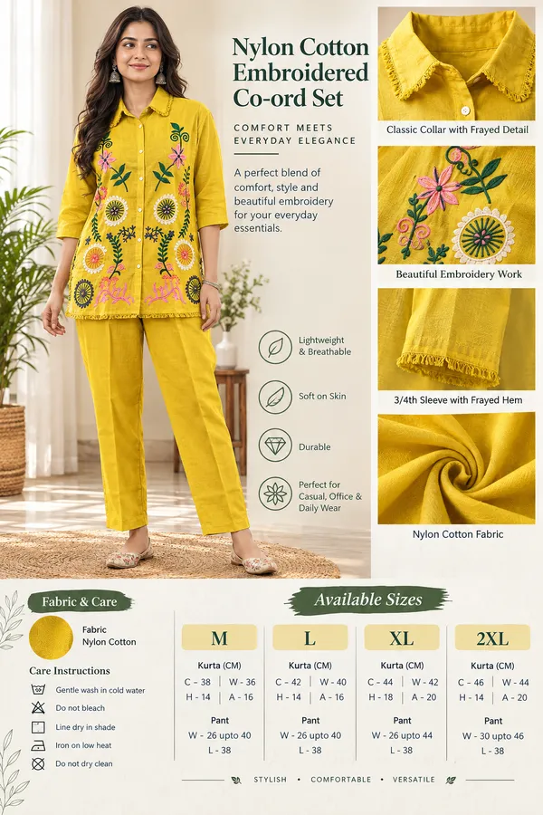 Nylon_Cotton_Yellow_Embroidered_Shirt_Pant_Co-ord