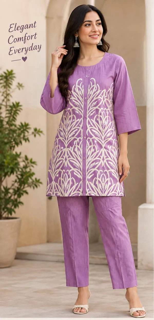 Mul_chaderi_Purple_Embroidery_Print_Kurta_Pant_Co-ord