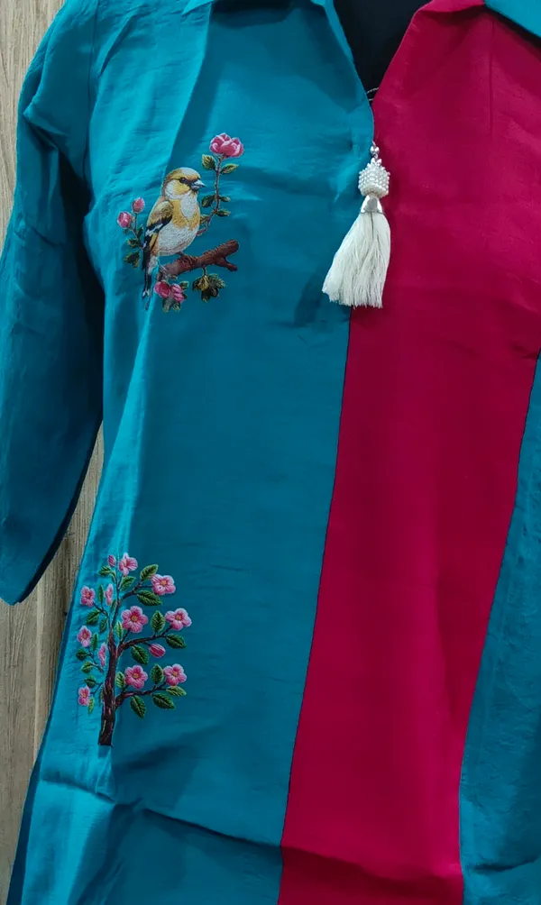 Cotton_Teal_Pink_Bird_Floral_Print_Co-ord_Set