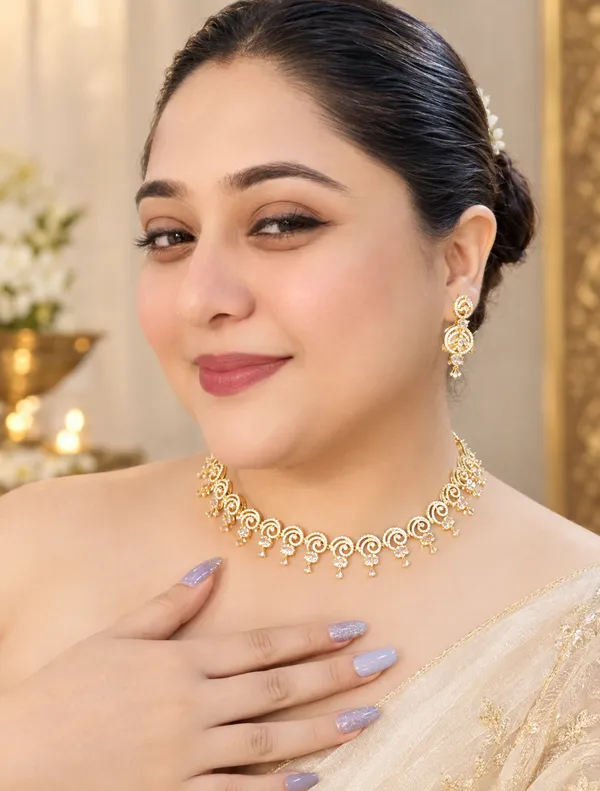 Golden_Plated_Bridal_Statement_Choker_Set