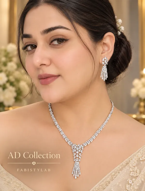 Silver_Rhodium_V-Shaped_CZ_Necklace_Set