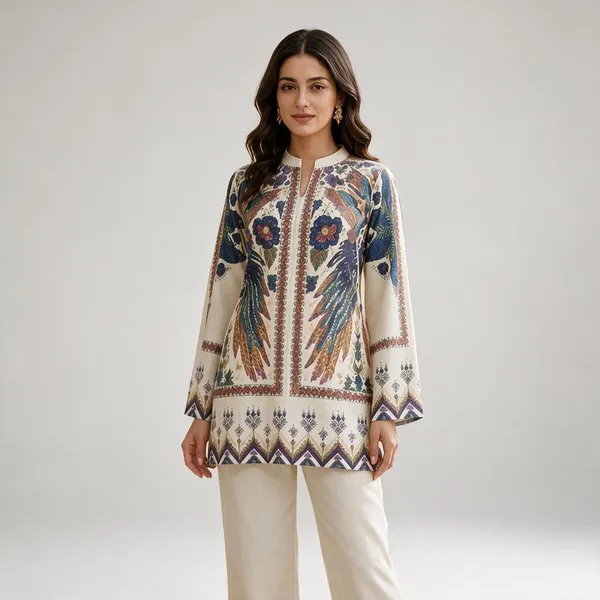 Rayon_Ivory_Turkish_Print_Kurti_Trouser_Set