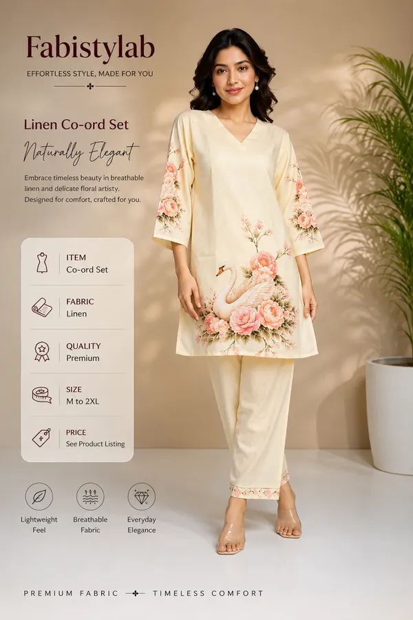 Premium_Linen_Cream_V-Neck_Kurti_Trouser_Co-ord
