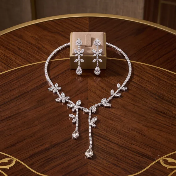 Stylish_Modern_Designer_Leafy_&_Butterfly_Shaped_&_Designed_Silver_&_Dazzling_White_Korean_Glass_Studded_Necklace_Jewellery_Set