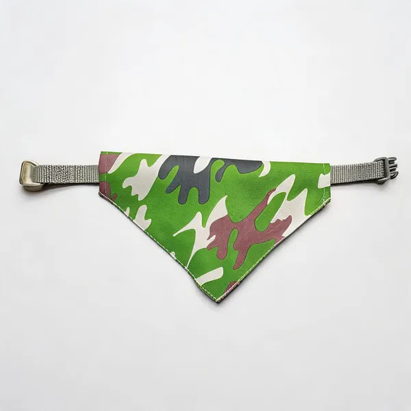 Green_Camouflage_Print_Nylon_Collar_Bandana_For_Dogs_-_Pack_of_4