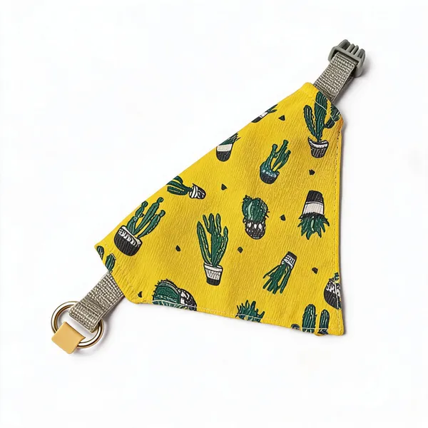Yellow_Cactus_Print_Nylon_Collar_Bandana_For_Dogs_-_Pack_of_4