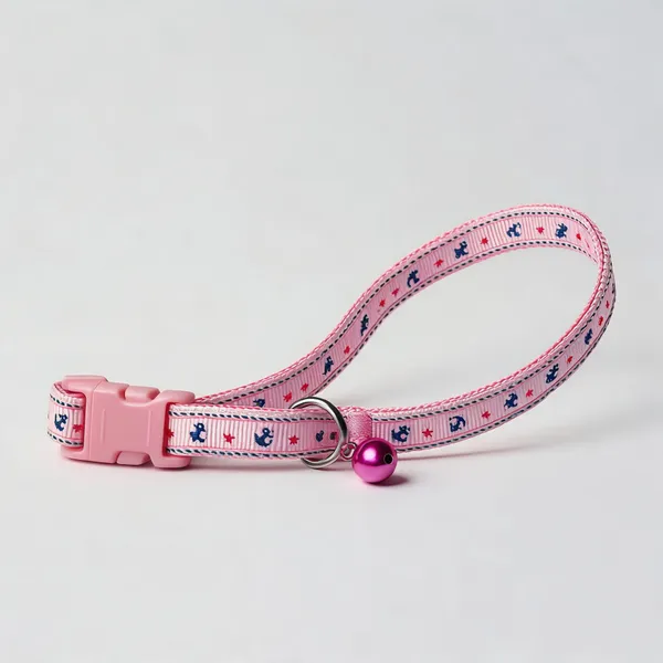 Nylon_Printed_Collar_With_Bell_For_Dogs_And_Cats_Pink_-_Pack_of_3