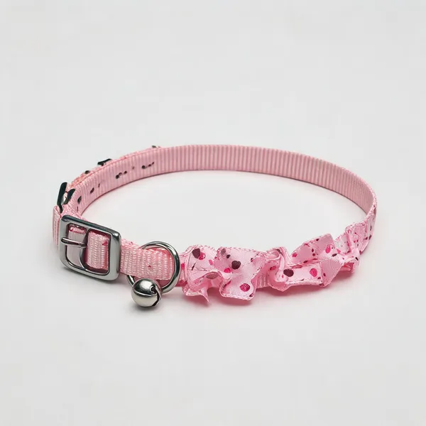 Pink_Nylon_Floral_Frill_Bell_Dog_And_Cat_Collar_-_Pack_of_3