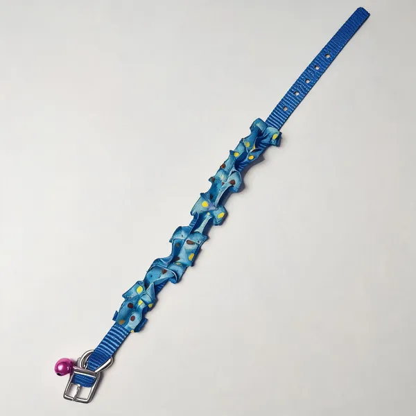 Nylon_Blue_Ruffle_Print_Adjustable_Dog_Cat_Collar_-_Pack_of_3