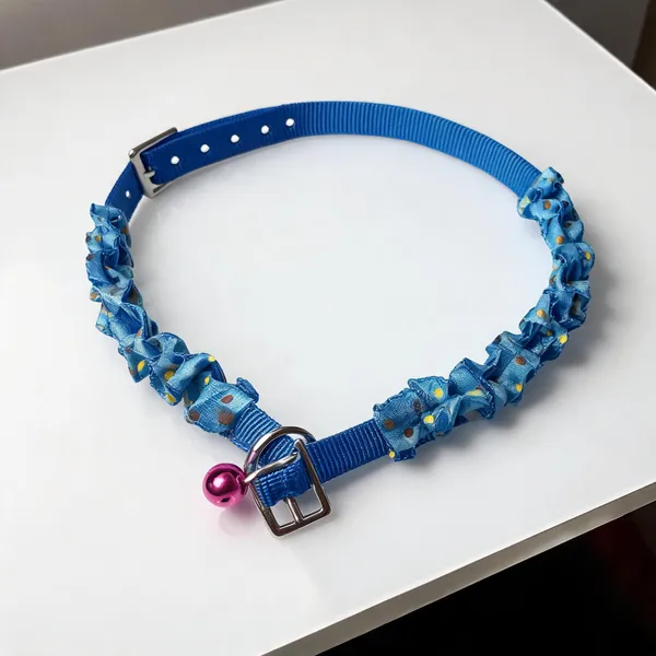Nylon_Blue_Ruffle_Print_Adjustable_Dog_Cat_Collar_-_Pack_of_3
