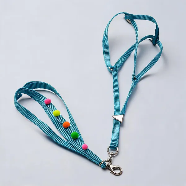 Blue_Nylon_Bead-Accent_Dog_Harness_Set_With_Leash_-_Pack_of_2