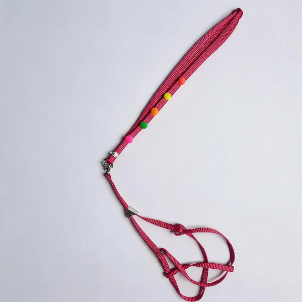 Pink_Braided_Nylon_Dog_Harness_And_Leash_Set_-_Pack_of_2