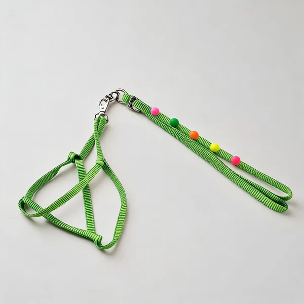 Green_Nylon_Dog_Harness_And_Leash_Set_With_Round_Accents_-_Pack_of_2