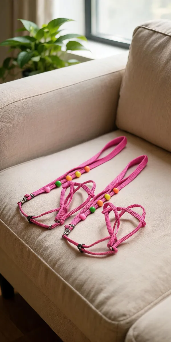 Pink_Nylon_Bead-Accent_Dog_Harness_Set_With_Leash_-_Pack_of_2
