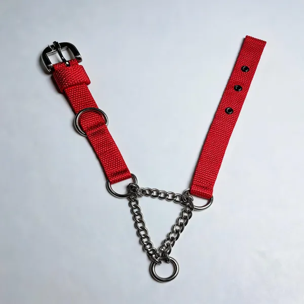Red_Nylon_Choke_Dog_Collar_With_Chain_And_Metal_Hardware