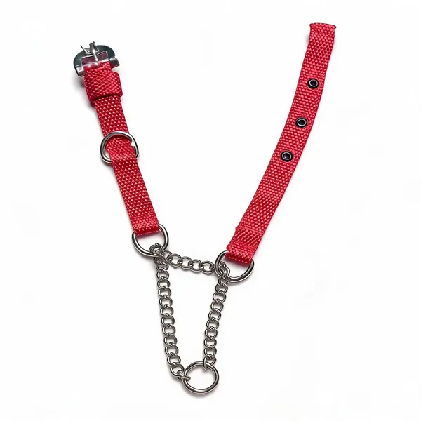 Red_Nylon_Martingale_Choke_Dog_Collar_With_Chain_Loop