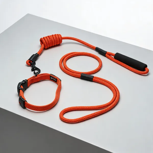Orange_Braided_Nylon_Rope_Dog_Collar_And_Leash_Set