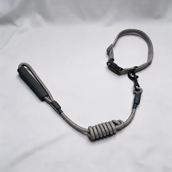 Grey_Black_Nylon_Braided_Slip_Lead_Leash_For_Dogs