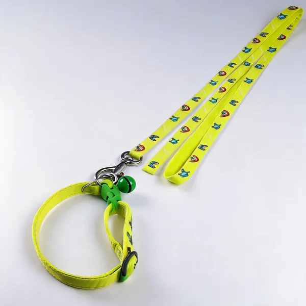 Yellow_Nylon_Cartoon_Print_Dog_Collar_And_Leash_Set_-_Pack_of_2
