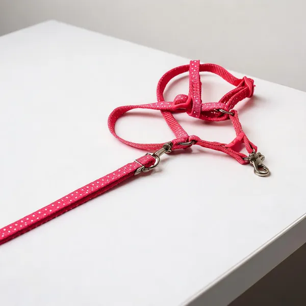 Pink_Polka_Dot_Nylon_Harness_&_Leash_Set_For_Dogs_-_Pack_of_2