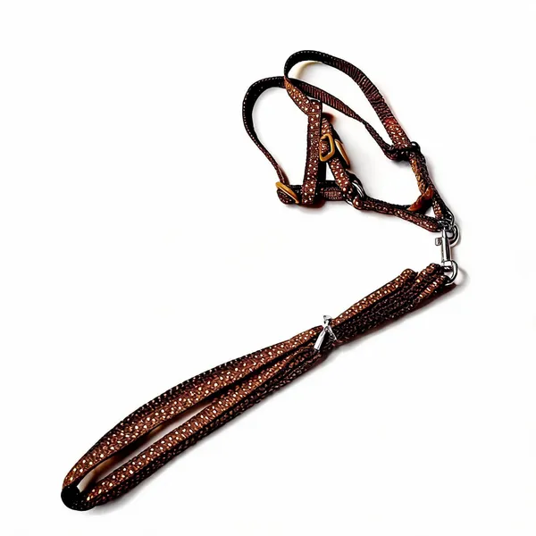 Brown_Nylon_Printed_Dog_Harness_And_Leash_Set_-_Pack_of_2