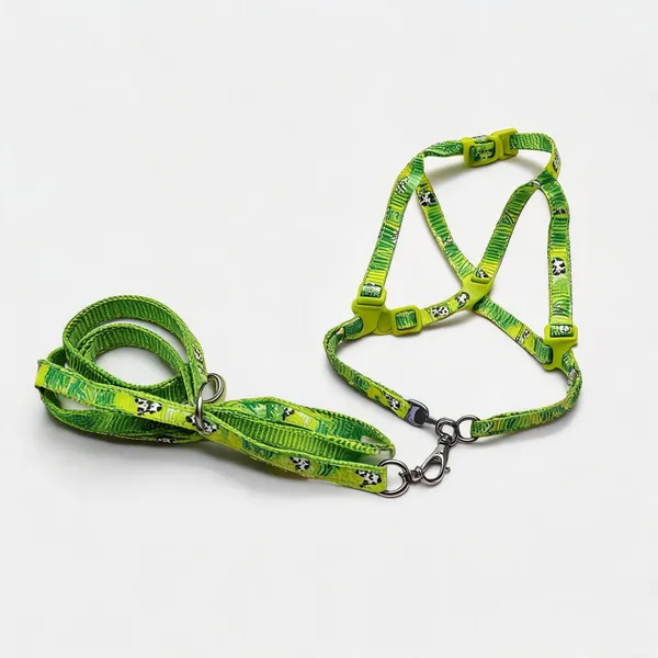 Green_Printed_Nylon_Harness_&_Leash_Set_For_Dogs_-_Pack_of_2